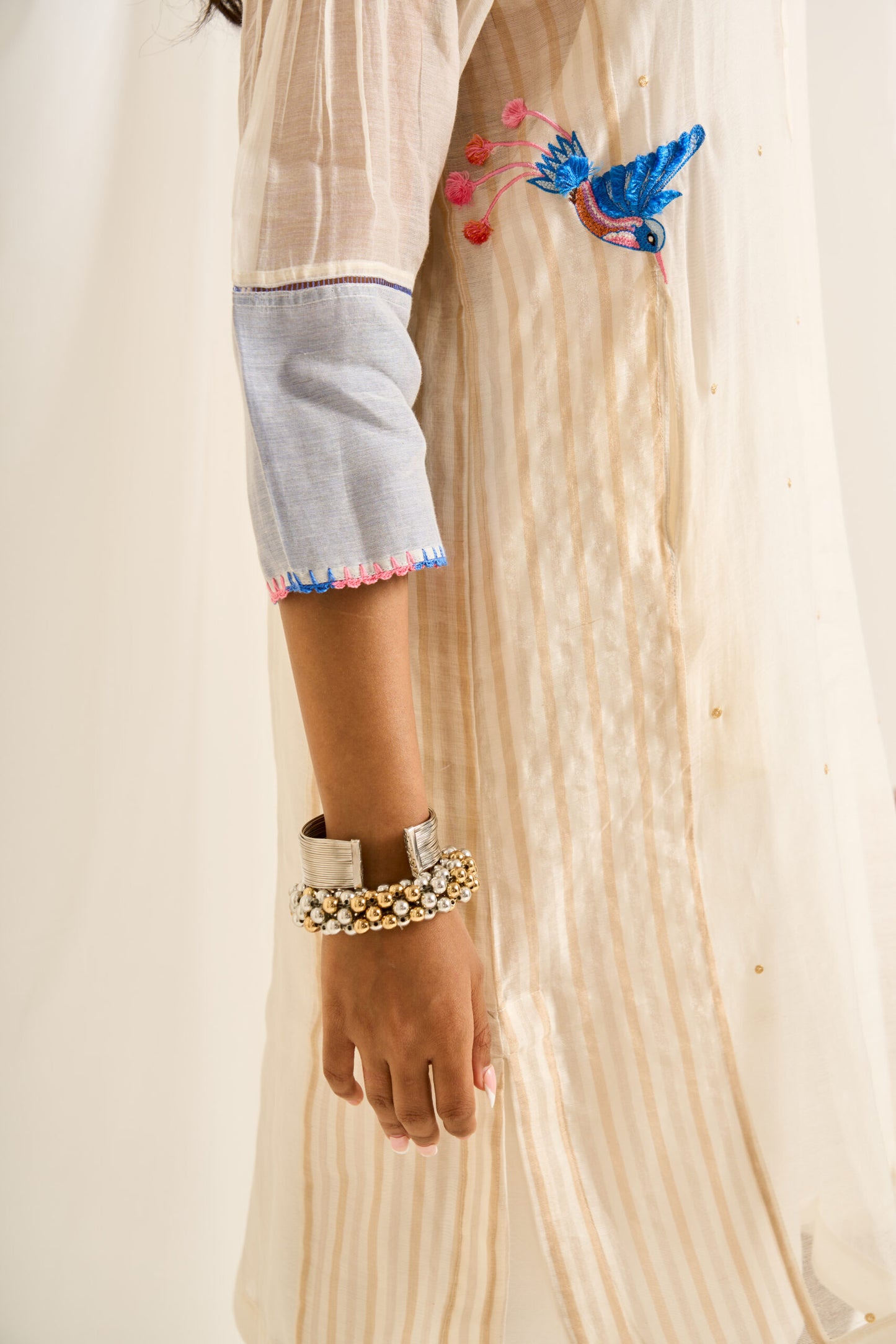 Inverted Tulip Kurta Set in Off White