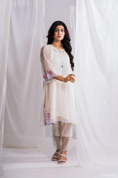 Garden Kurta Set in Off White