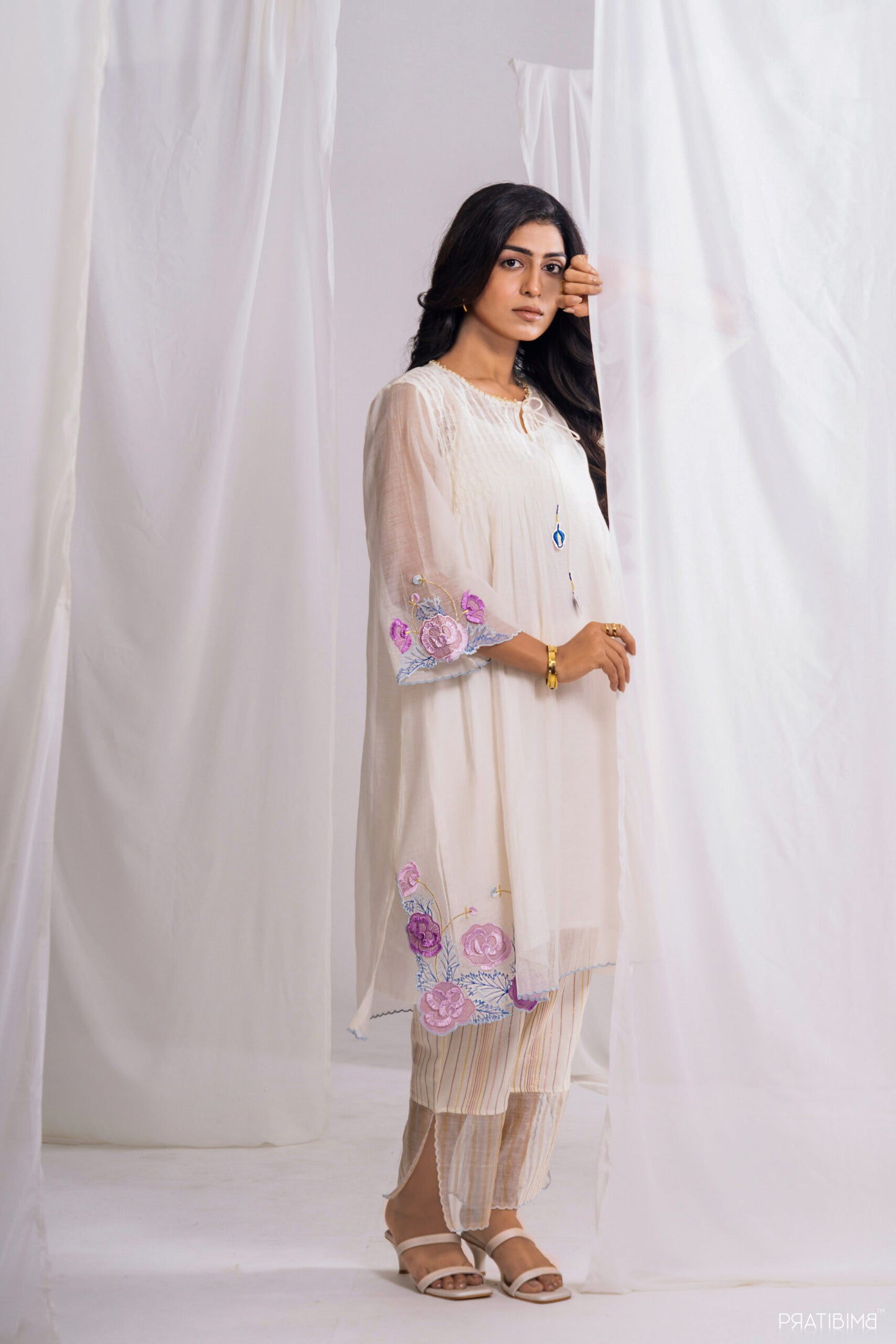 Garden Kurta Set in Off White