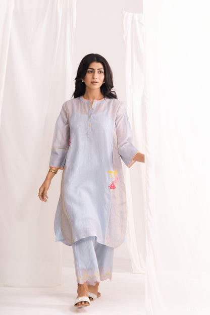 Inverted Tulip Kurta Set in Light Blue