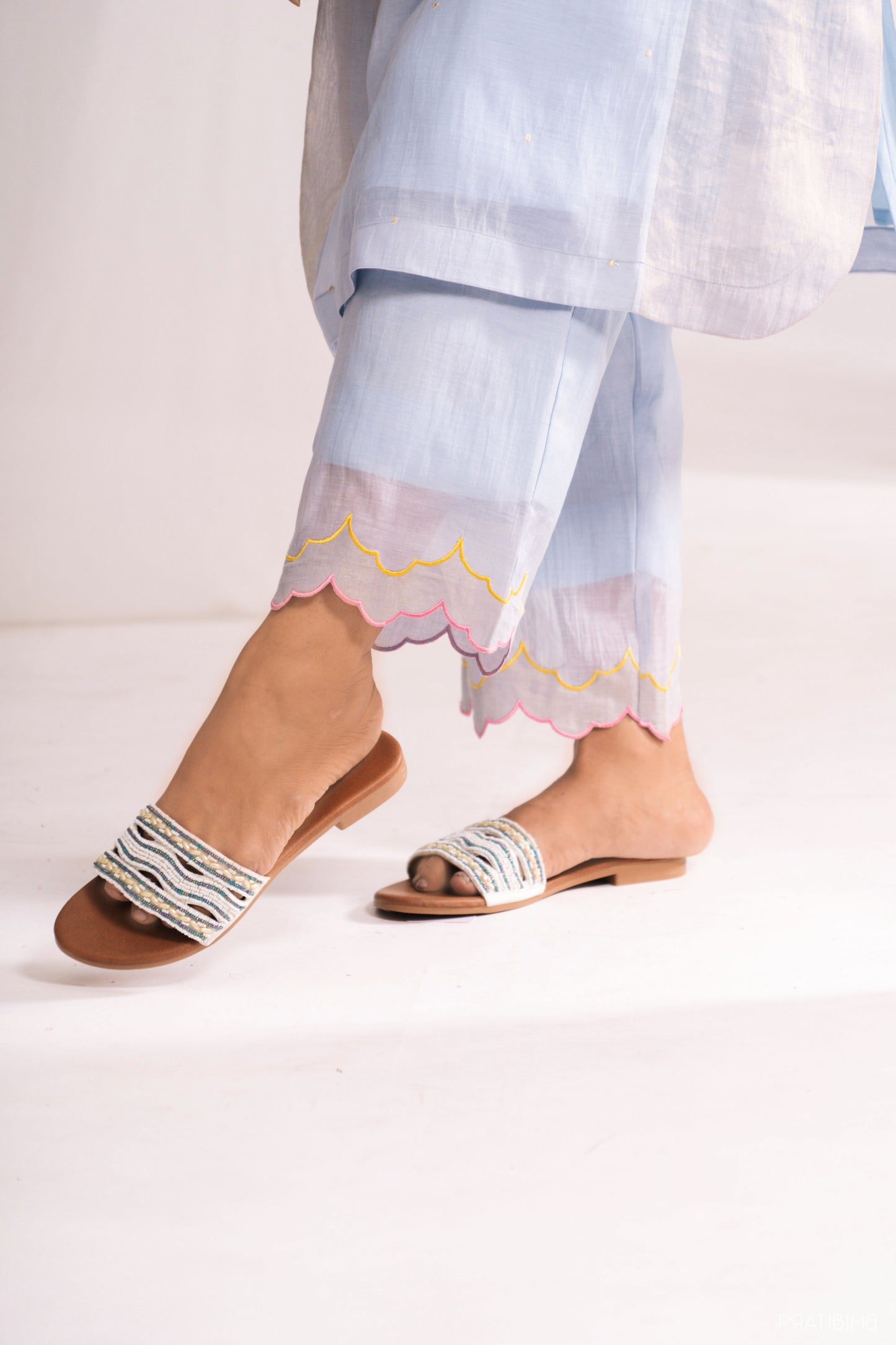 Inverted Tulip Kurta Set in Light Blue