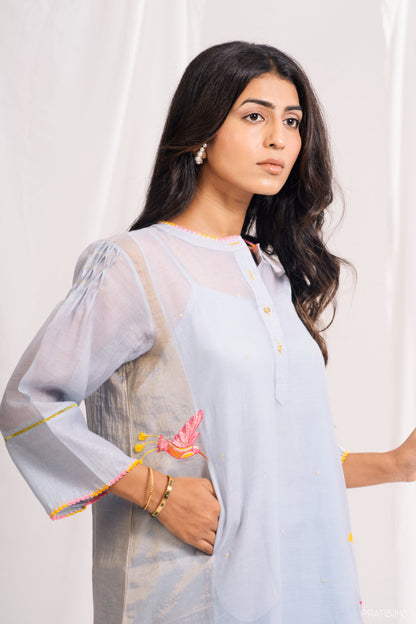 Inverted Tulip Kurta Set in Light Blue