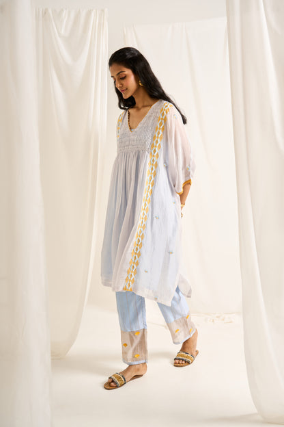 Geometric Kaftan Set in Light Blue