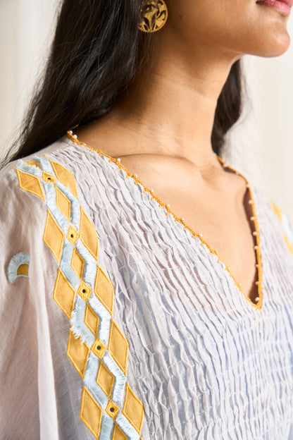 Geometric Kaftan Set in Light Blue