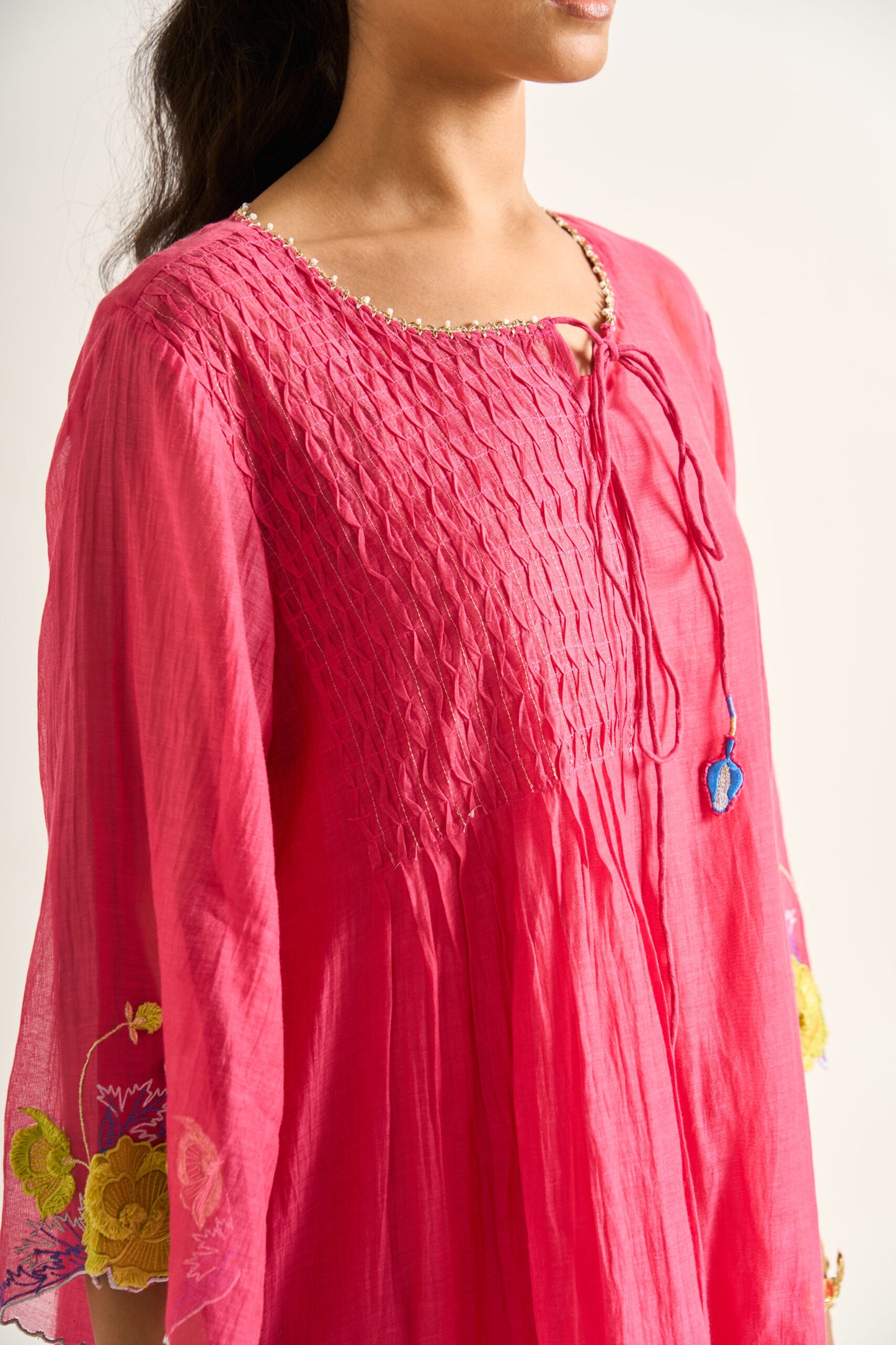 Garden Kurta Set in Rasberry Pink