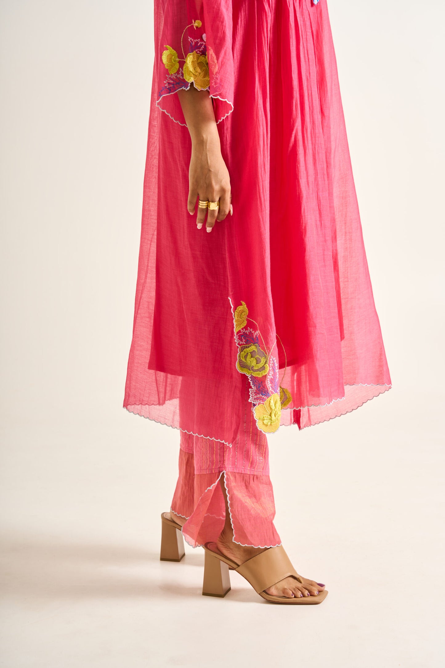 Garden Kurta Set in Rasberry Pink