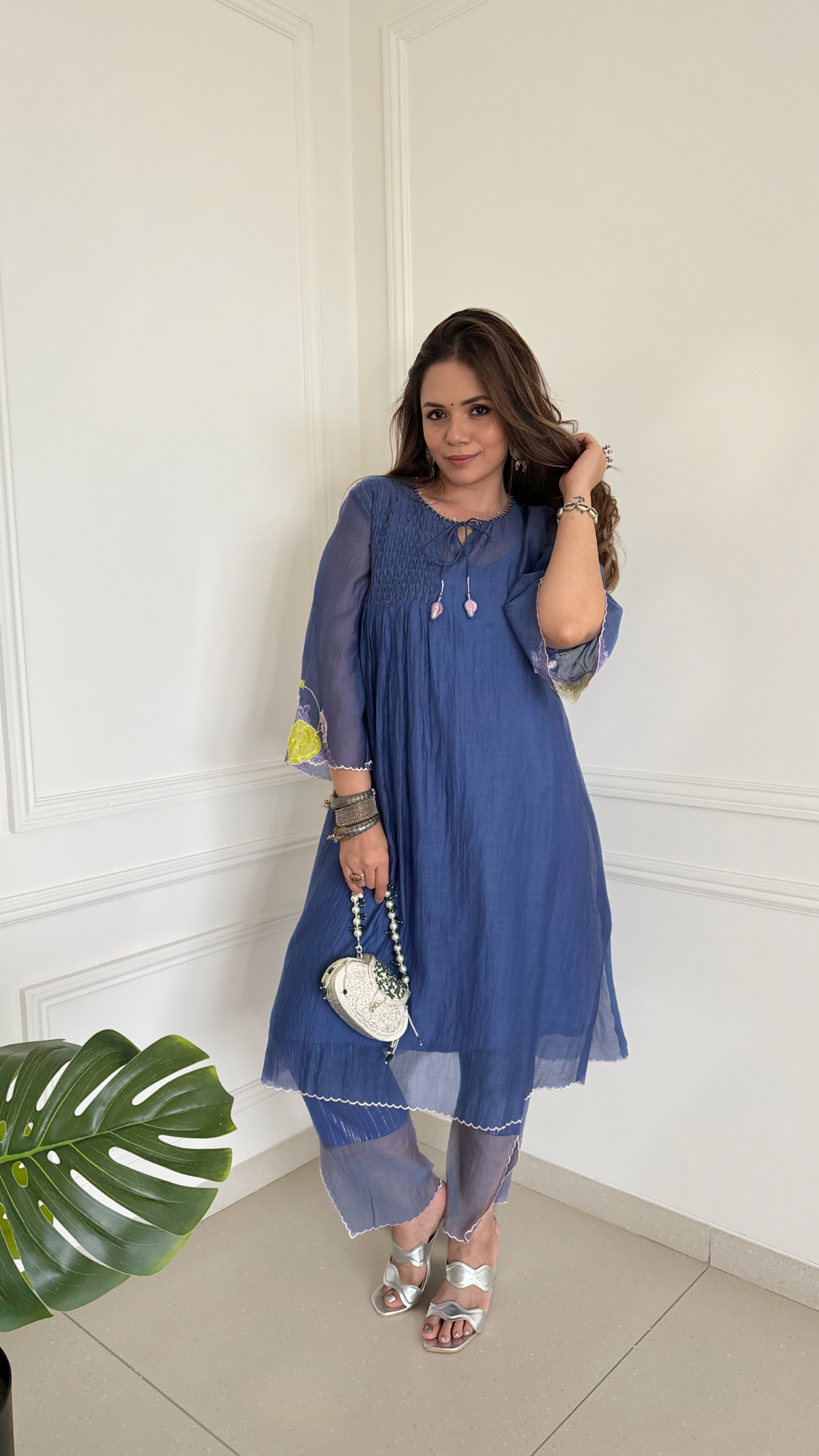 Heena somani in Garden Kurta Set - Evening Blue